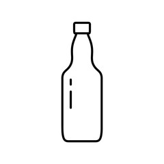 Beer bottle with curly bottleneck. Linear icon of vintage shape glass beverage bottle. Black simple illustration. Contour isolated vector pictogram, white background