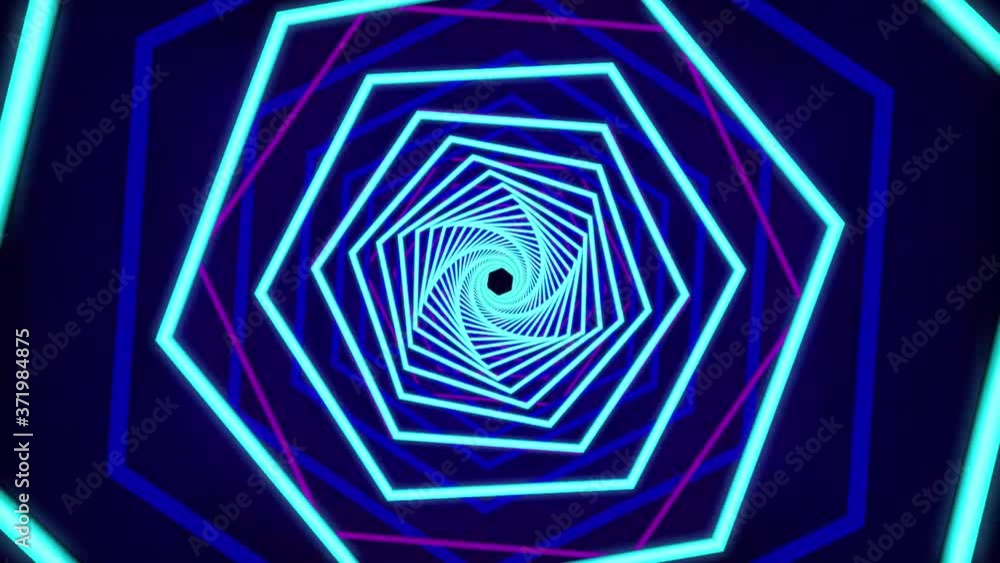 Aufkleber 3d rendering endless glowing corridor. neon light cyberspace hexagons. futuristic style technology c