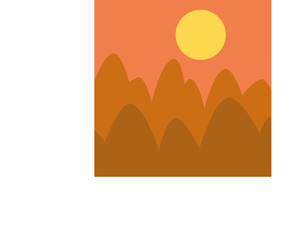 Fototapeta premium dusk and hills, vector cartoon illustration 