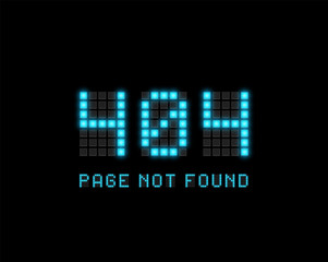 Fototapeta premium '404 PAGE NOT FOUND' text written with realistic pixel font, vector illustration