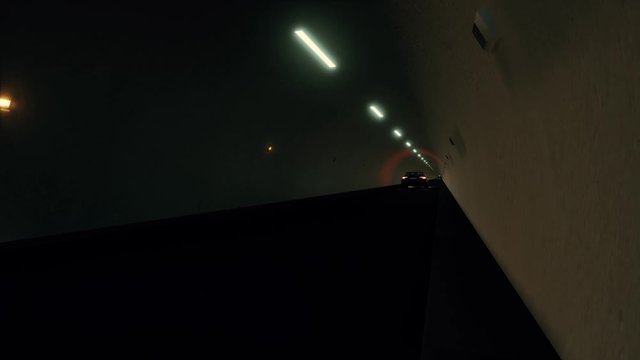 Fake 3d game dark Tunnel cars 4k