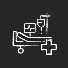 Intensive care chalk white icon on black background