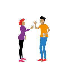 Female and male teenagers playing smartphone, vector illustration, white background 
