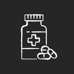 Pharmacy chalk white icon on black background