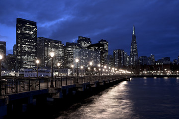 Skyline of downtown San Francisco at night, California, USA