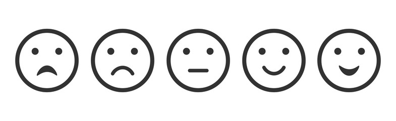 Set of face smile line icon, positive, negative and neutral opinion vector signs