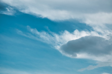 Beautiful blue sky with with light puffy cirrus clouds background