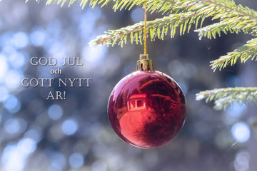 God Jul och Gott Nytt Ar means Merry Christmas and Happy New Year in Swedish, Danish and Norwegian. - obrazy, fototapety, plakaty