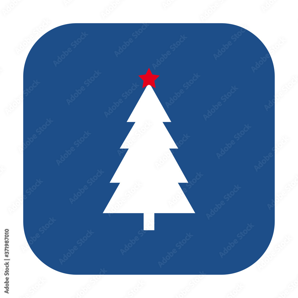 Poster blue rounded square christmas tree icon, button isolated on a white background. eps10 vector file