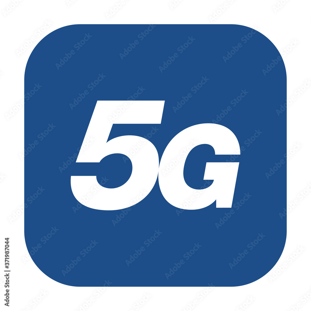 Poster Blue rounded square 5G icon, button isolated on a white background. EPS10 vector file