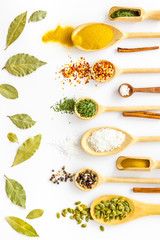 Colourful herbs spices and flavoring for cooking