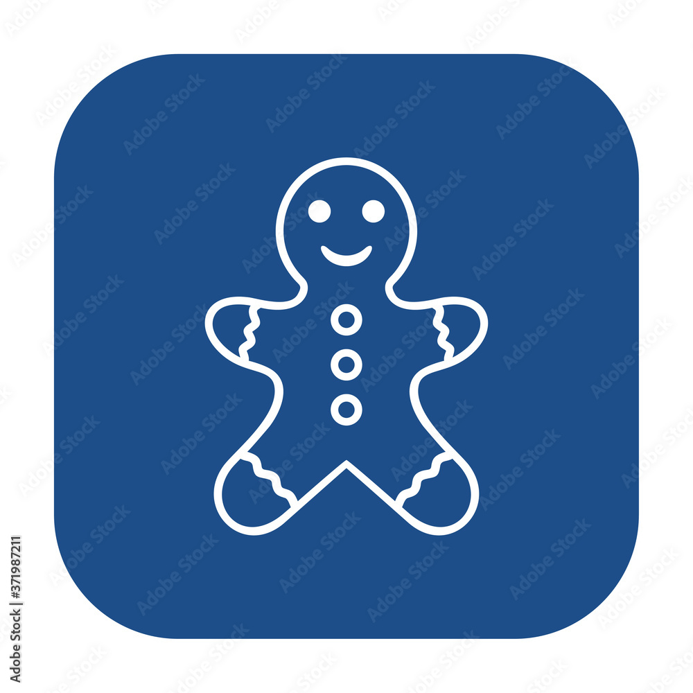 Poster Blue rounded square gingerbread man outline icon, button isolated on a white background. EPS10 vector file