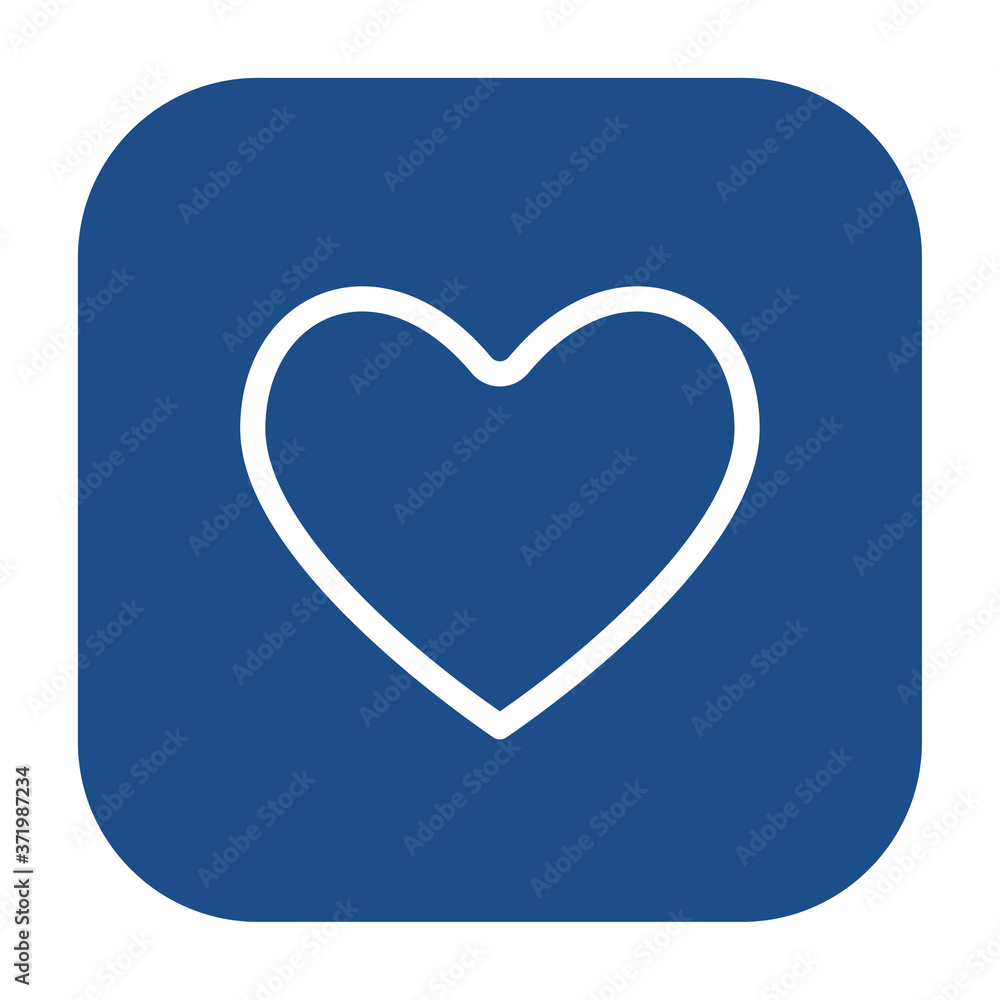 Poster blue rounded square heart outline icon, button isolated on a white background. eps10 vector file