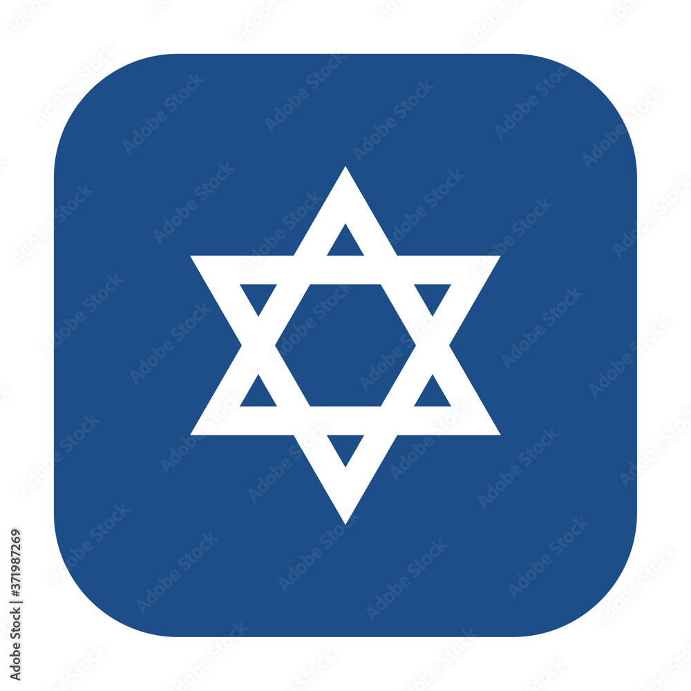 Poster blue rounded square star of david, the national symbol of the state of israel icon, button isolated 