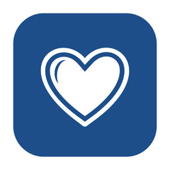Blue rounded square heart with outline icon, button isolated on a white background. EPS10 vector file