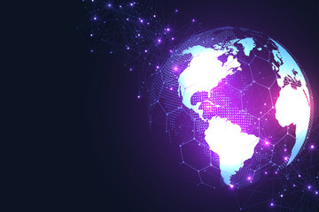 Global network connection. World map point and line composition concept of global business. Internet technology. Social network. Vector Illustration