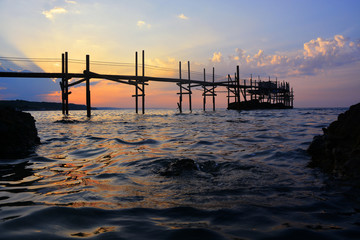 Fototapeta premium Vasto, Abruzzo/Italy- Sunset on beach natural reserve of Punta Aderci, Vasto, Italy..
