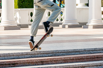 Young skateboarder in Batumi park, sport life