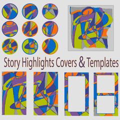 Bright abstract Story Highlight Covers and Templates. For design of social media and blogs. Best decoration of your texts and photos. 