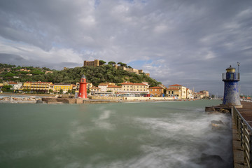 Italy Tuscany Maremma Castiglione della Pescaia, period of flood, panoramic view of the coast of...