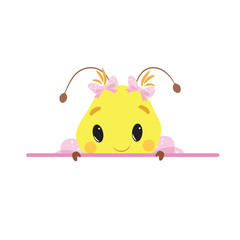 Cute Little Bee Vector Illustration on White Background