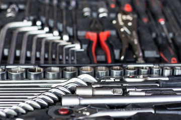 Fototapeta na wymiar A set of wrenches for car repair.