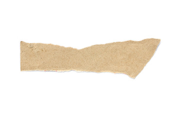 Recycled paper craft stick on a white background. Brown paper torn or ripped pieces of paper isolated on white background.