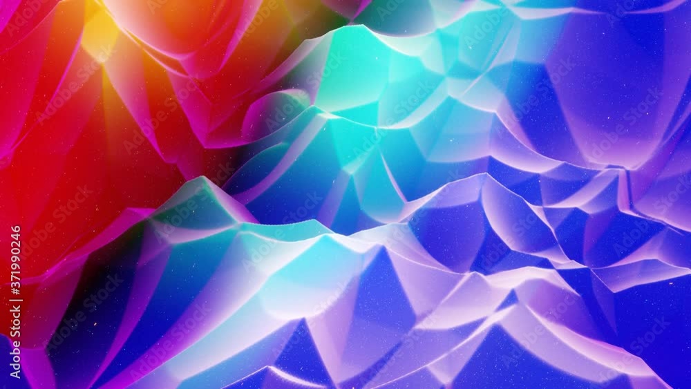 Poster beautiful abstract 3d surface with glitter sparkles, extruded or displaced waves transform in loop. 