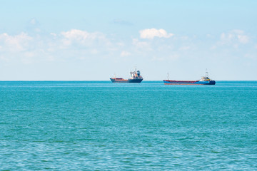 Ships on the horizon of the Black Sea