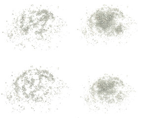 Gray small rocks ground texture isolated white background. black small road stone. gravel pebbles stone seamless texture. dark background of crushed granite gravel, close up. clumping clay