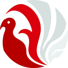Vector Design of a Bird Logo in Red and White with Circle Theme