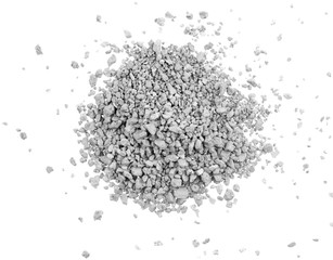Gray small rocks ground texture isolated white background. black small road stone. gravel pebbles...