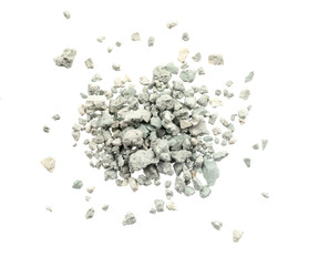 Gray small rocks ground texture isolated white background. black small road stone. gravel pebbles...