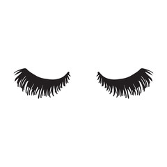 Cute Design Silhouette Eyelashes Closed Female Eyes. Vector Illustration