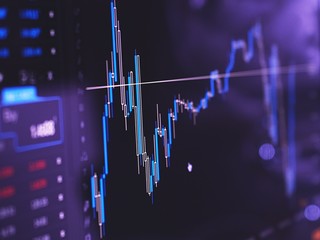 Stock market graph with purple background 