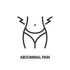 Abdominal pain line flat icon. Vector illustration stomach pain during menstruation