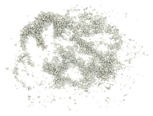 Gray small rocks ground texture isolated white background. black small road stone. gravel pebbles stone seamless texture. dark background of crushed granite gravel, close up. clumping clay