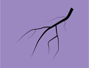 Silhouette Of A Thunder Lightning On A Lilac Background. Vector Illustration