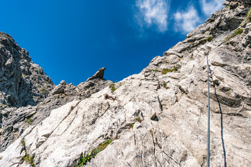 Climbing the Karhorn Via Ferrata near Warth Schrocken in the Lechquellen Mountains