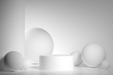 Abstract background, mock up scene with podium geometry shape for product display. 3D rendering
