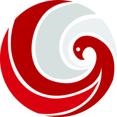 Vector Design of a Bird Logo in Red and White with Circle Theme