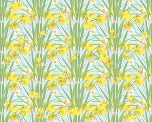 Floral narcissus retro vintage background, vector illustration