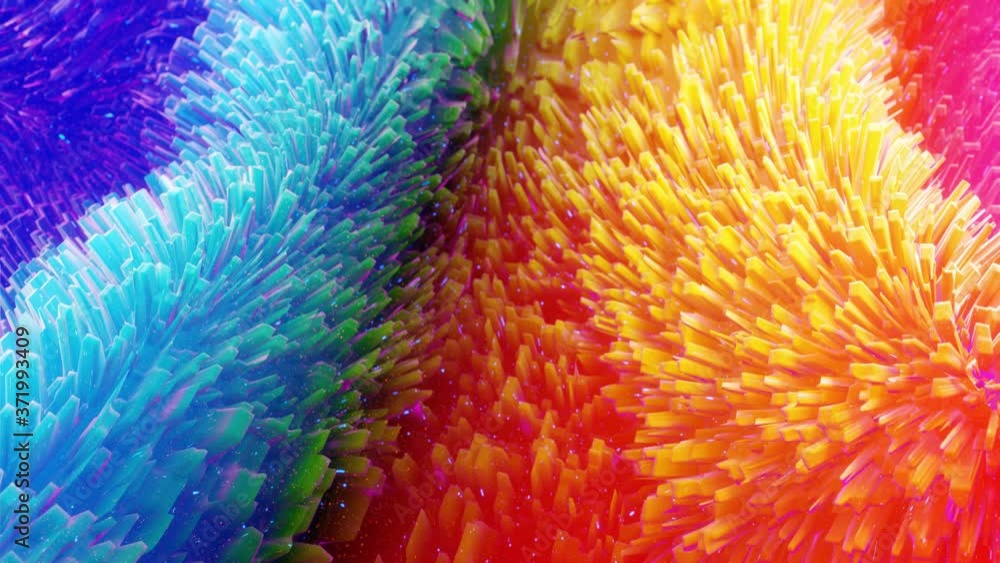 Poster beautiful abstract 3d surface with glitter sparkles, extruded or displaced waves transform in loop. 