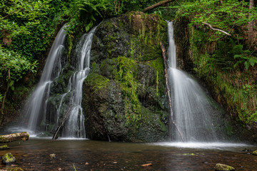 Top Falls at Fairy Glen Nature Reserve. A popular woodland walk with two delightful waterfalls, close to the village of Rosemarkie, in the Scottish Highlands