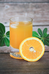 orange drink in a glass and orange slices