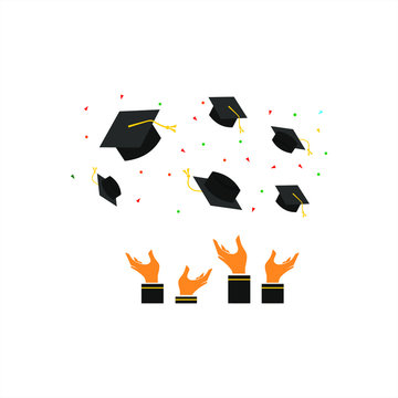 image of throwing graduation hat by hand, student, university