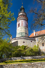 Obraz premium View of the castle from the first courtyard in Czech Krumlov, Southern Bohemia, Czech Republic
