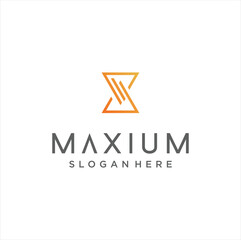 Hourglass Letter M Logo Flat Monogram Stock Vector. Iniitial M Logo Line Design. Alphabet M Logo infinity Minimalist Design