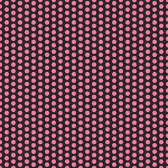 pink polka dots on black background seamless pattern, wallpaper, texture, banner, label, vector design