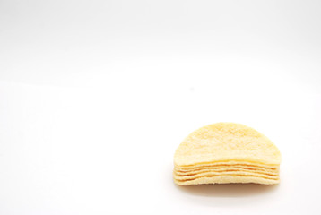 Potato chips on a white background
